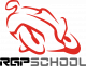 Logo de RGP SCHOOL con la infografía de una moto deportiva en rojo encima de las letras.